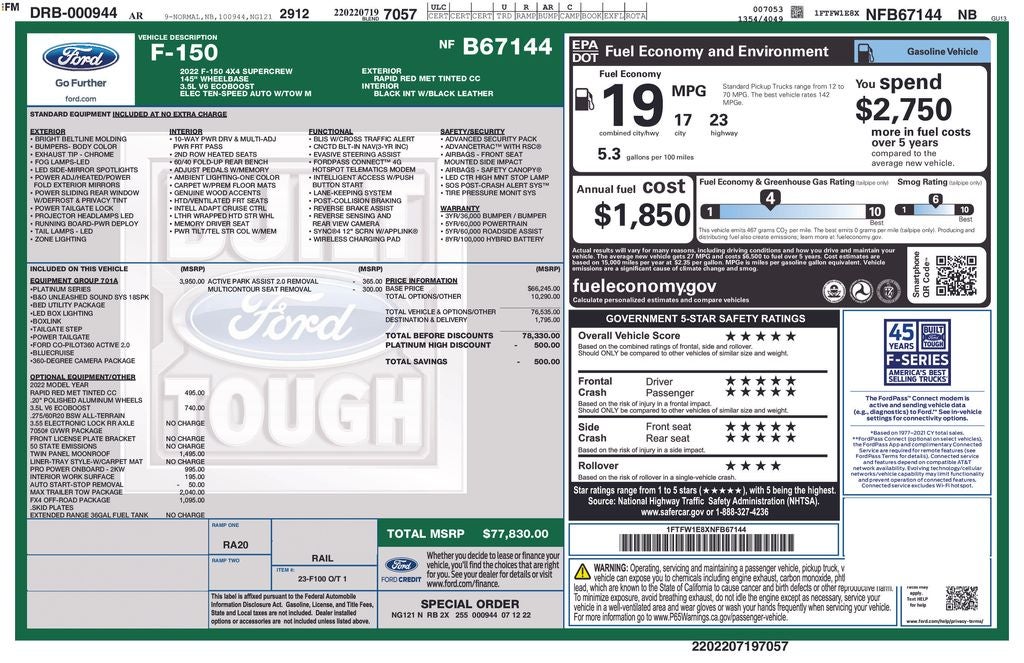 2022 Ford F-150 Platinum