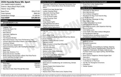 2026 Hyundai Kona SEL Sport