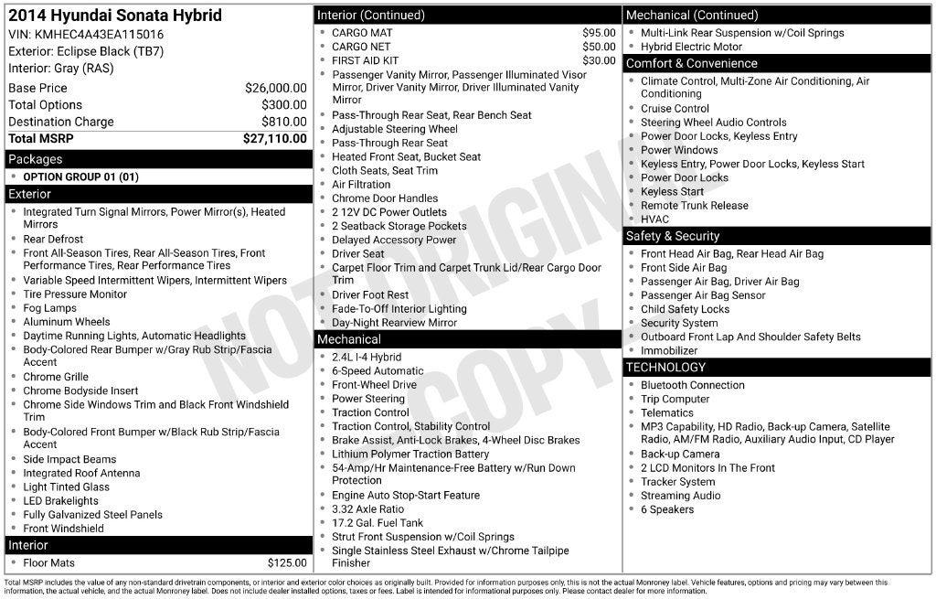2014 Hyundai Sonata Hybrid Base