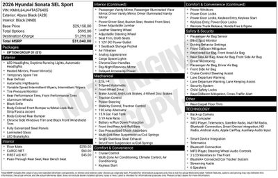 2026 Hyundai Sonata SEL Sport
