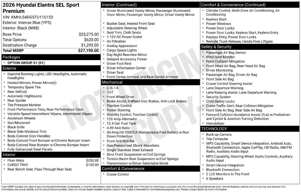 2026 Hyundai Elantra SEL Sport
