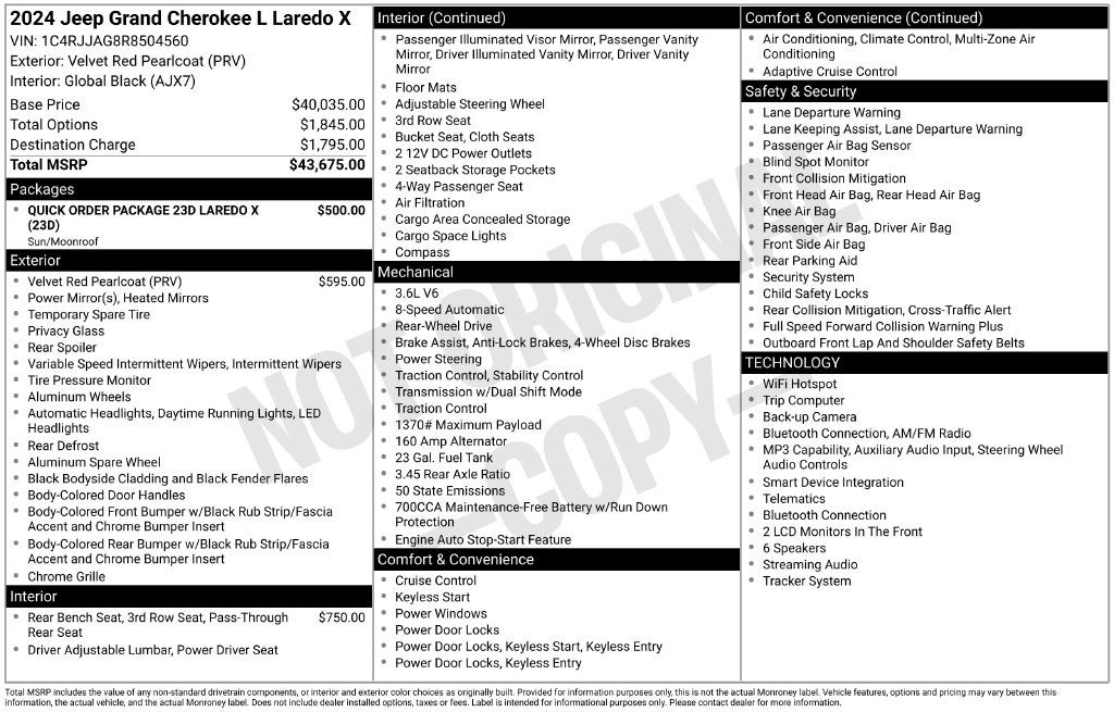 2024 Jeep Grand Cherokee L Laredo X 4x2