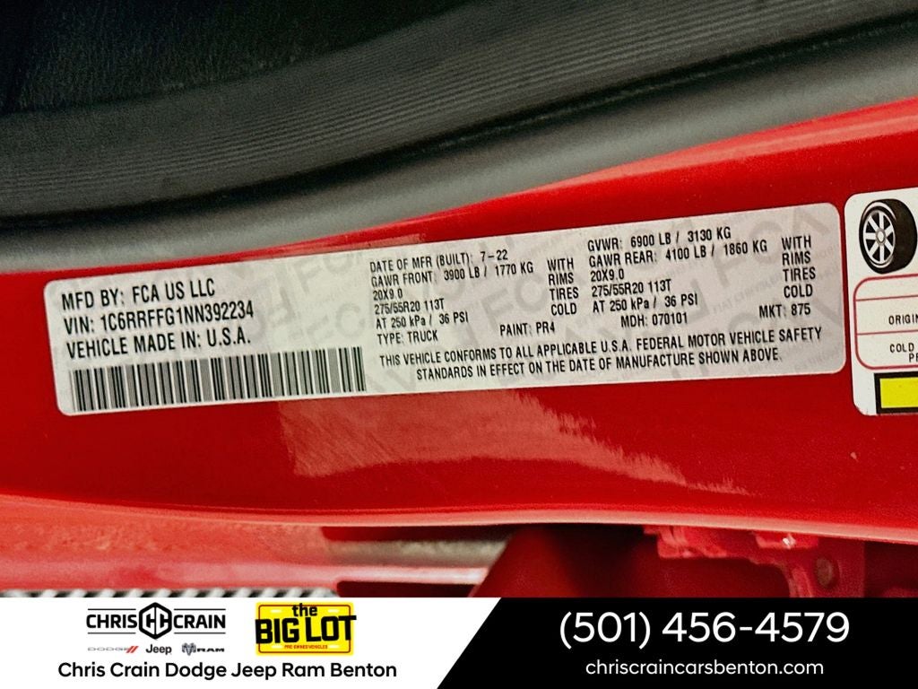 2022 RAM 1500 Big Horn Crew Cab 4x4 5'7' Box