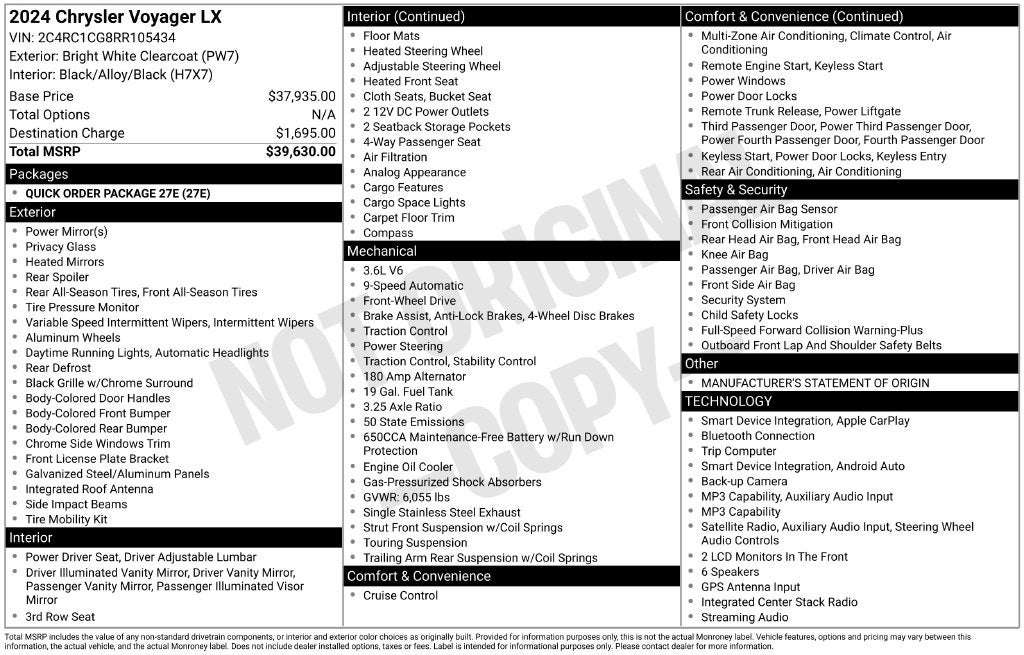 2024 Chrysler Voyager LX