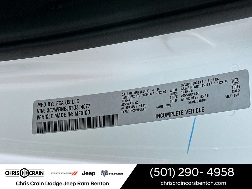 2026 RAM Ram 5500 Chassis Cab RAM 5500 TRADESMAN CHASSIS REGULAR CAB 4X4 84' CA