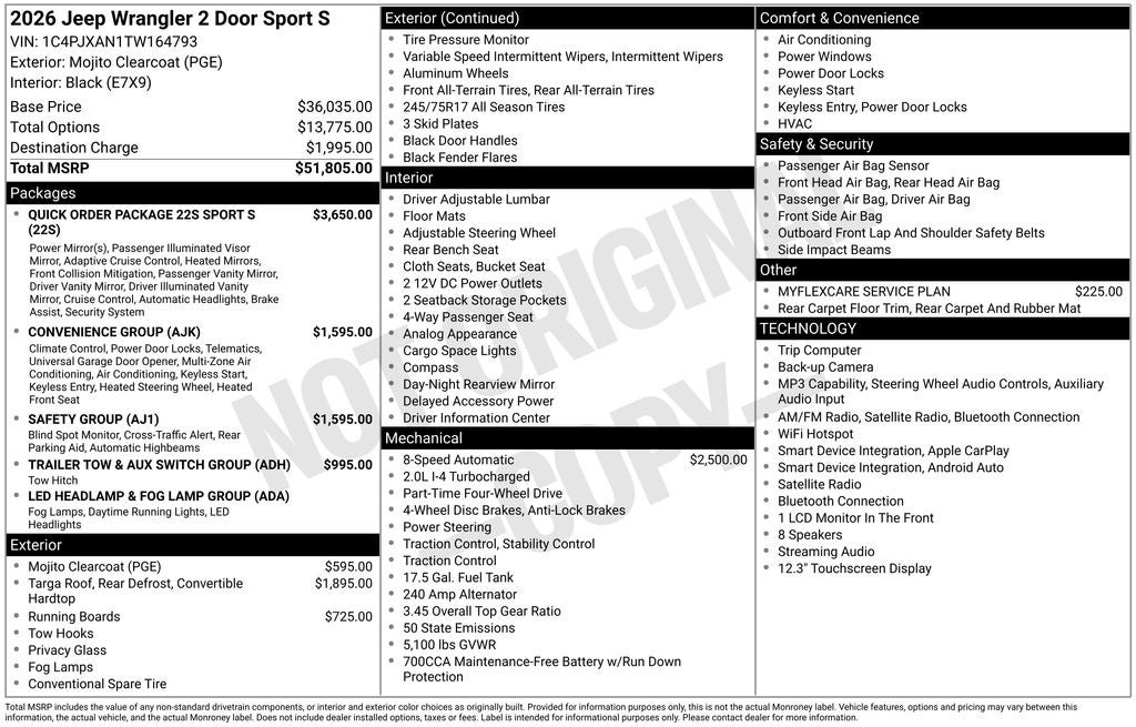 2026 Jeep Wrangler WRANGLER 2-DOOR SPORT S