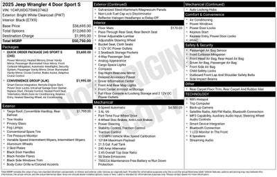 2025 Jeep Wrangler WRANGLER 4-DOOR SPORT S
