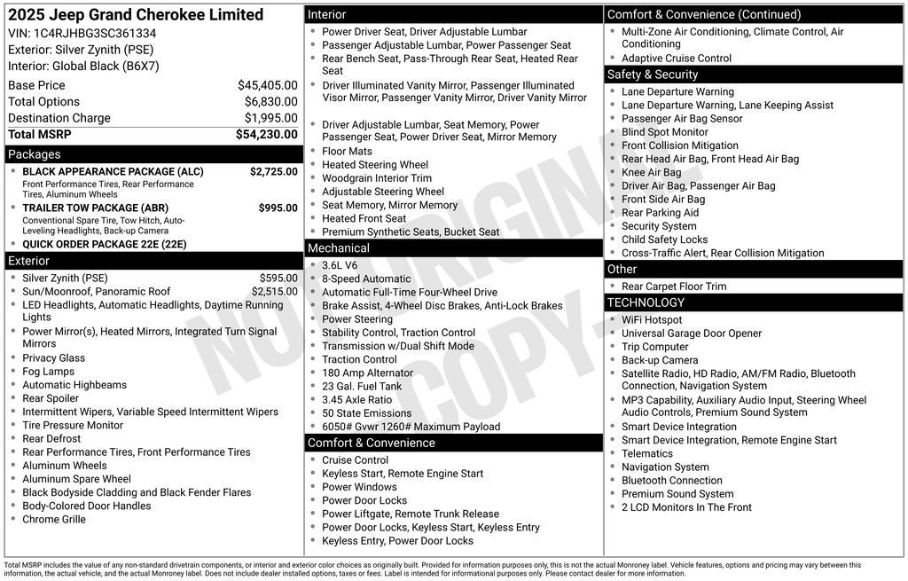 2025 Jeep Grand Cherokee GRAND CHEROKEE LIMITED 4X4