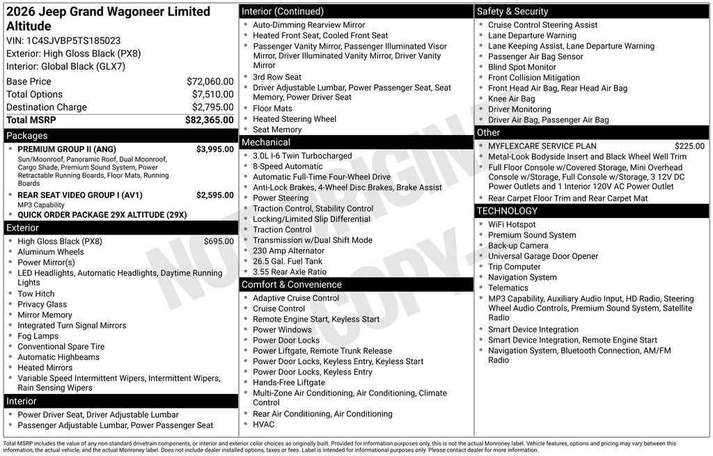 2026 Jeep Grand Wagoneer GRAND WAGONEER LIMITED ALTITUDE 4X4