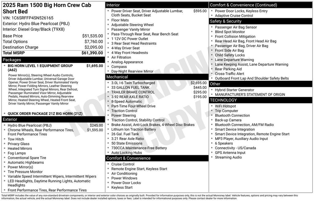 2025 RAM 1500 Big Horn Crew Cab 4x4 5'7' Box