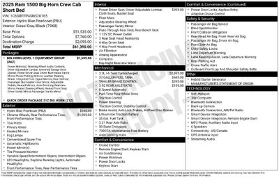 2025 RAM 1500 Big Horn Crew Cab 4x4 5'7' Box