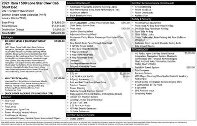 2021 RAM 1500 Lone Star Crew Cab 4x4 5'7' Box