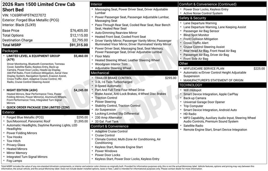 2026 RAM Ram 1500 RAM 1500 LIMITED CREW CAB 4X4 5'7' BOX