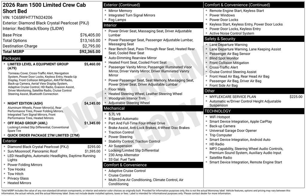 2026 RAM Ram 1500 RAM 1500 LIMITED CREW CAB 4X4 5'7' BOX
