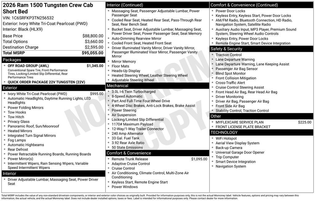 2026 RAM Ram 1500 RAM 1500 TUNGSTEN CREW CAB 4X4