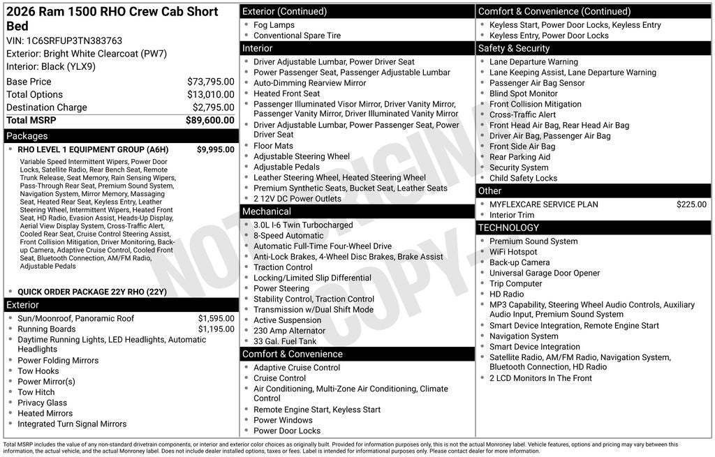 2026 RAM Ram 1500 RAM 1500 RHO CREW CAB 4X4 5'7' BOX