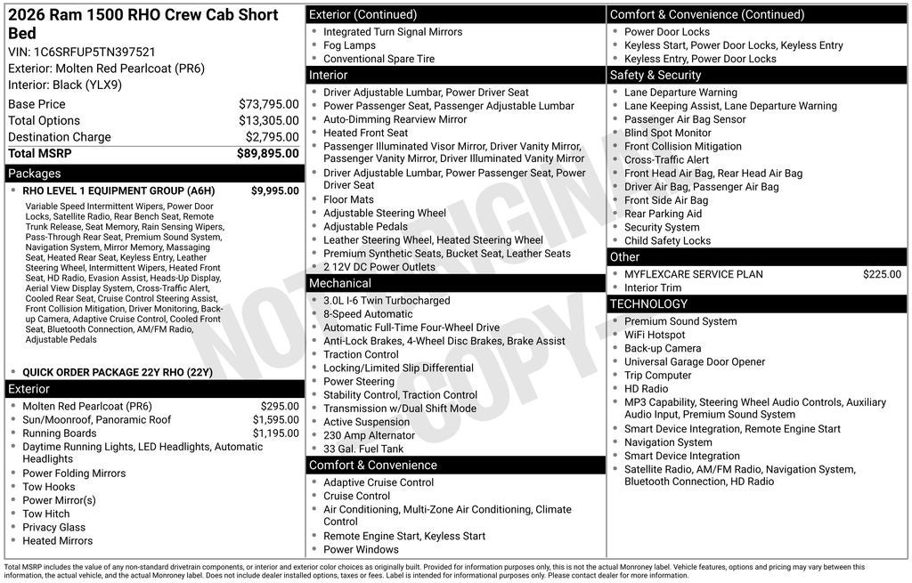 2026 RAM Ram 1500 RAM 1500 RHO CREW CAB 4X4 5'7' BOX