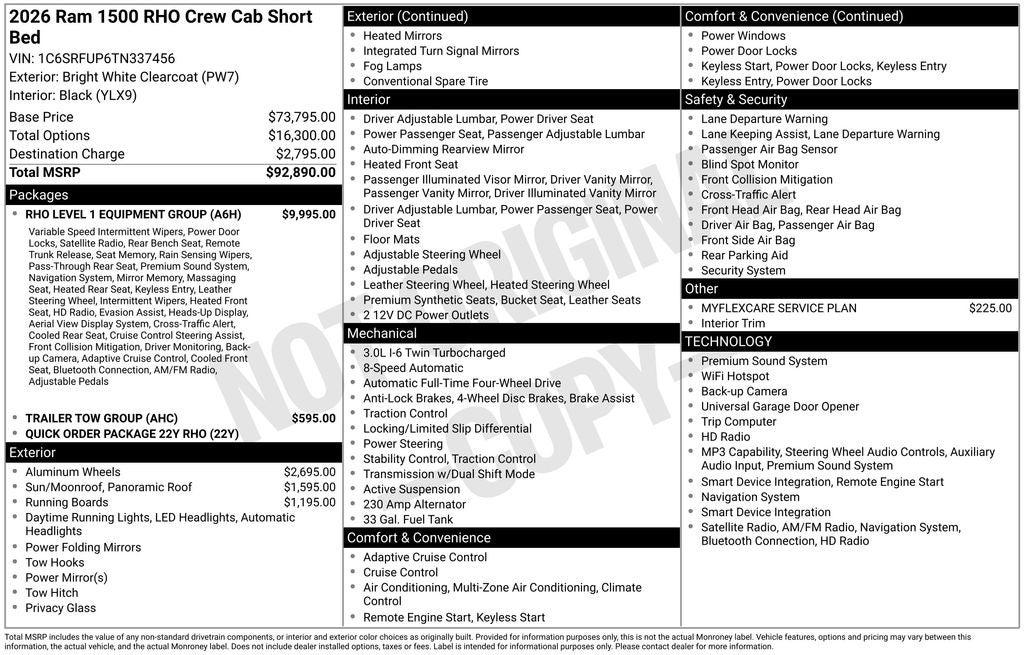 2026 RAM Ram 1500 RAM 1500 RHO CREW CAB 4X4 5'7' BOX