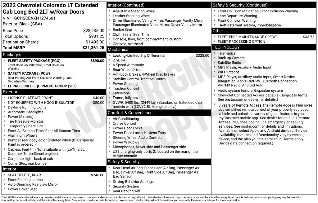 2022 Chevrolet Colorado 2WD Extended Cab Long Box LT