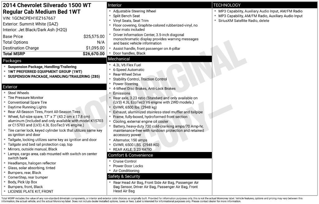 2014 Chevrolet Silverado 1500 Work Truck 1WT