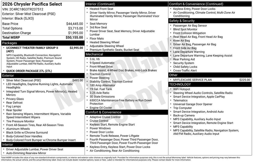 2026 Chrysler Pacifica PACIFICA SELECT