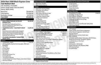 2026 RAM 2500 RAM 2500 BLACK EXPRESS CREW CAB 4X4 6'4' BOX