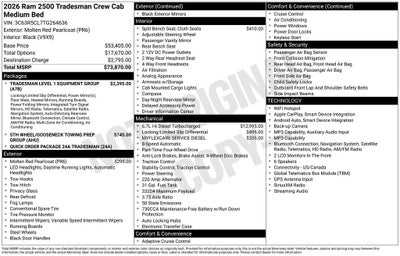2026 RAM Ram 2500 RAM 2500 TRADESMAN CREW CAB 4X4 6'4' BOX