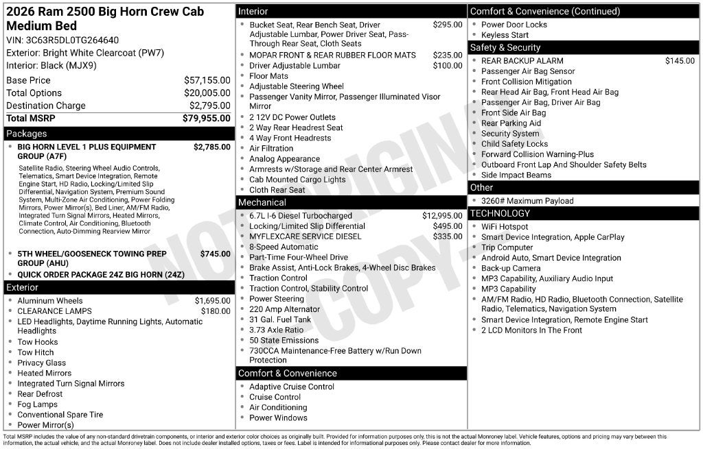 2026 RAM 2500 Big Horn