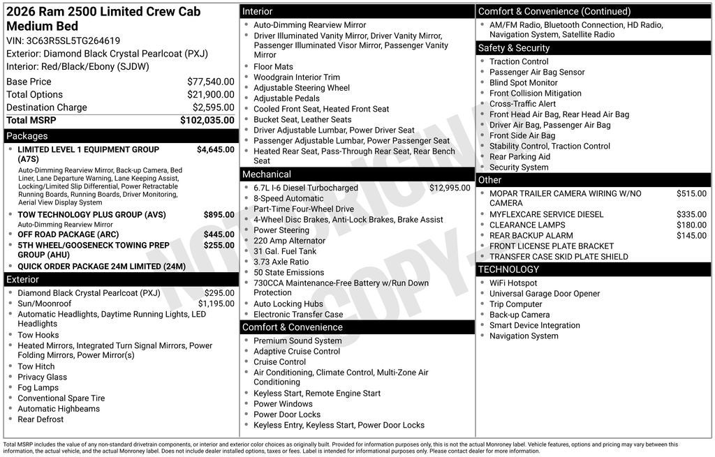 2026 RAM 2500 RAM 2500 LIMITED CREW CAB 4X4 6'4' BOX