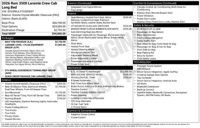 2026 RAM Ram 3500 RAM 3500 LARAMIE CREW CAB 4X4 8' BOX