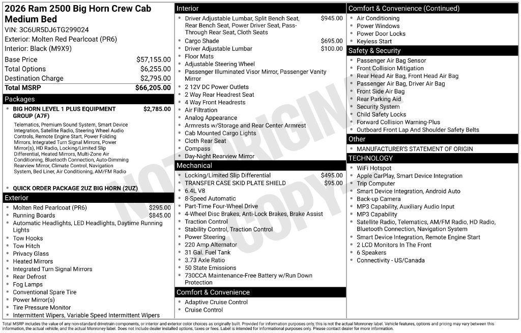 2026 RAM 2500 Big Horn Crew Cab 4x4 6'4' Box