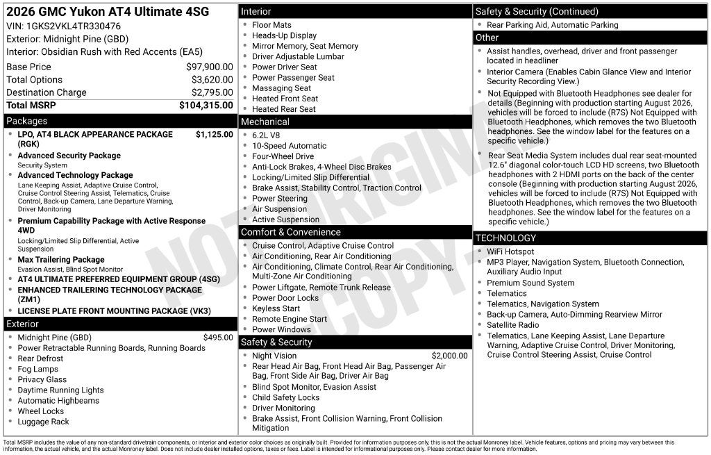 2026 GMC Yukon AT4 Ultimate