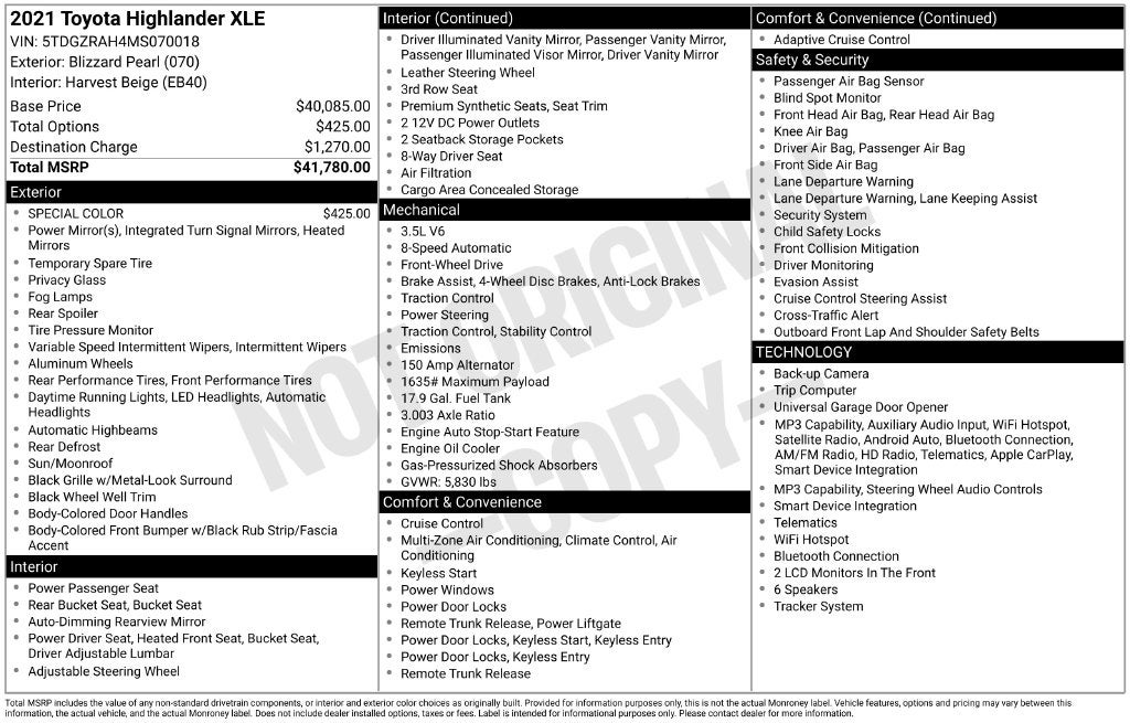 2021 Toyota Highlander XLE